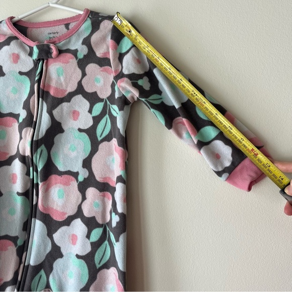 Floral and giraffe toddler girl fleece Onesie zip up pajamas size 3T colourful - Picture 13 of 13